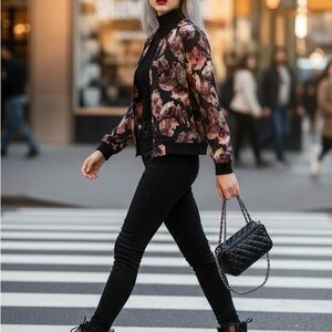 Chic Floral Women's Bomber Jacket
